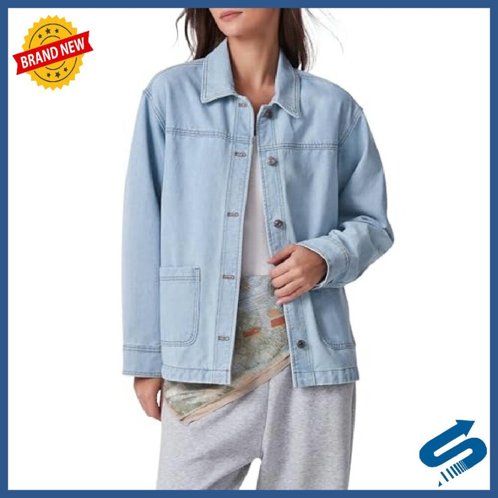 Oversized Denim Jacket Shacket Button Down Long S… - image 2